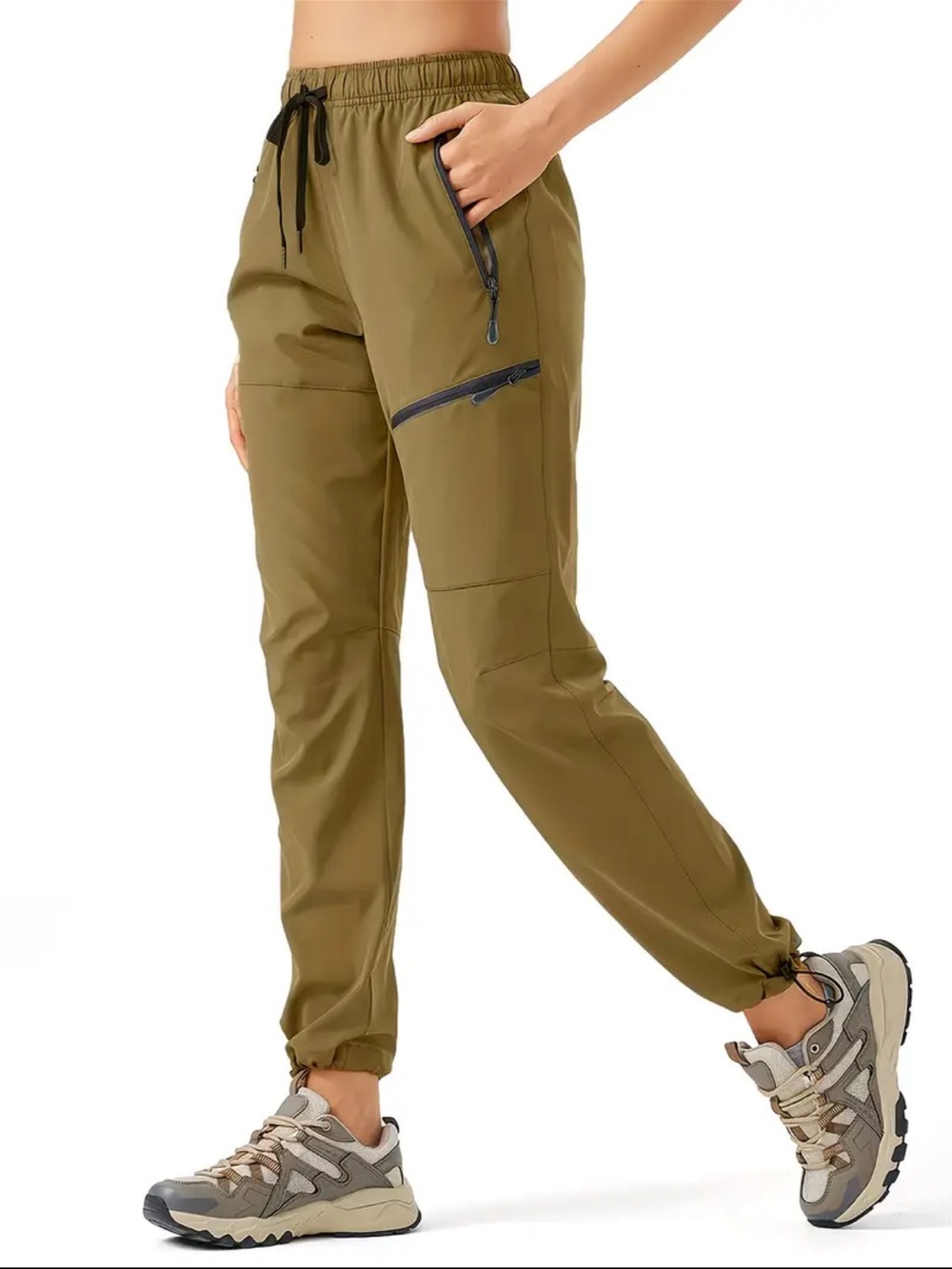 Women's Solid Color Casual Outdoor Sports Pants with Zipper Closure & Multiple - Picture 4 of 12